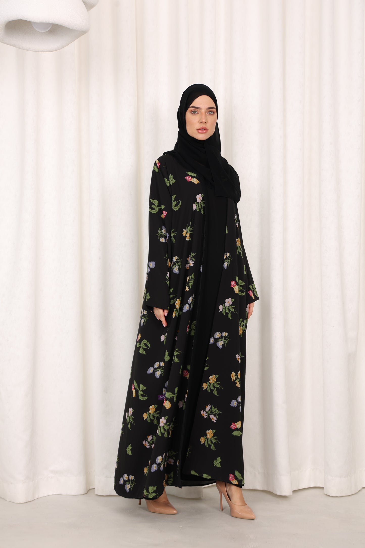 Black Floral Abaya