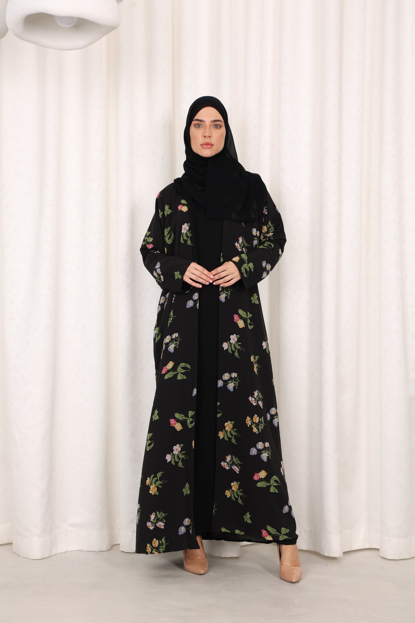 Black Floral Abaya