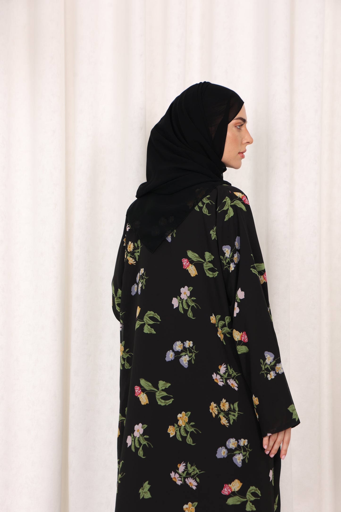 Black Floral Abaya