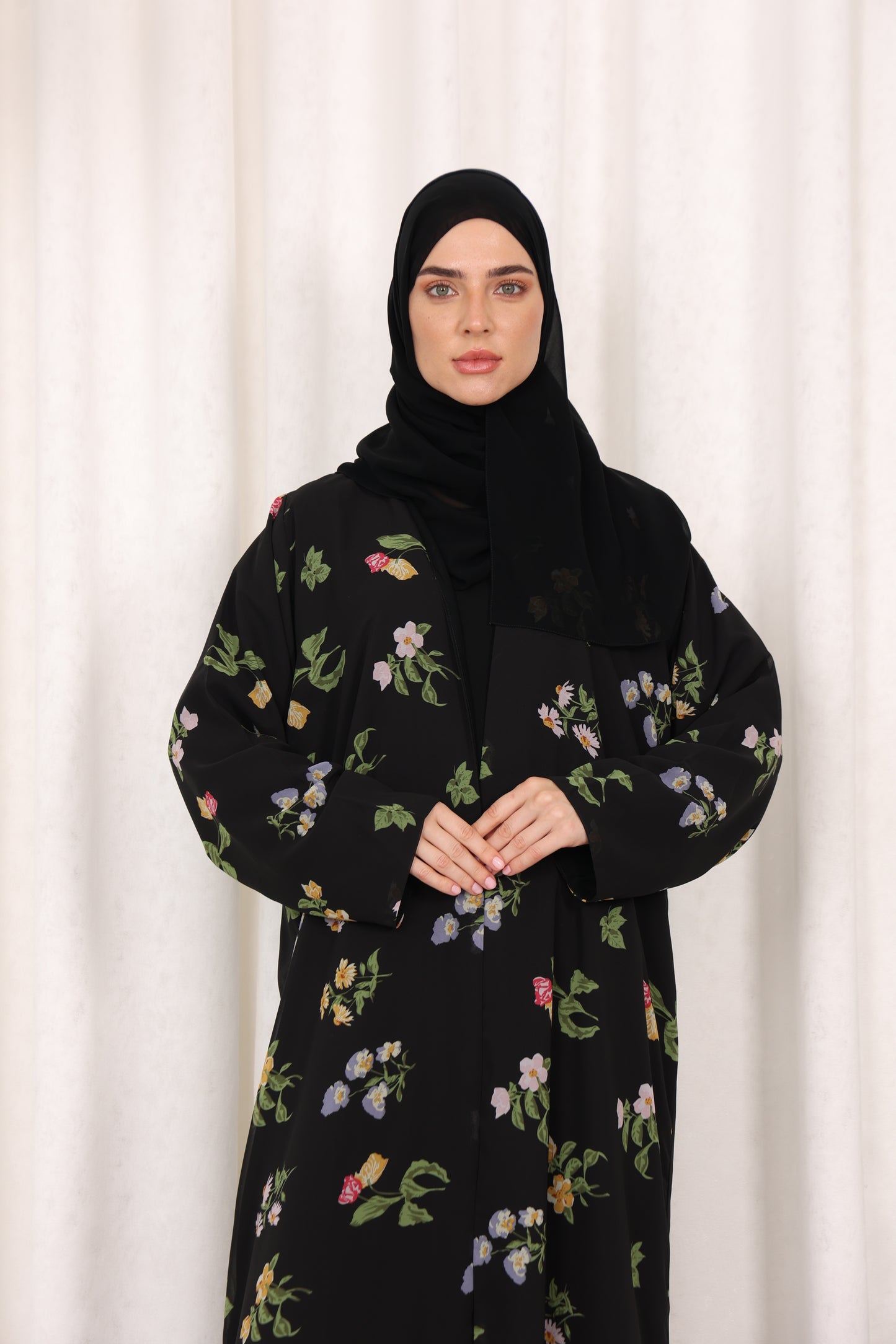 Black Floral Abaya