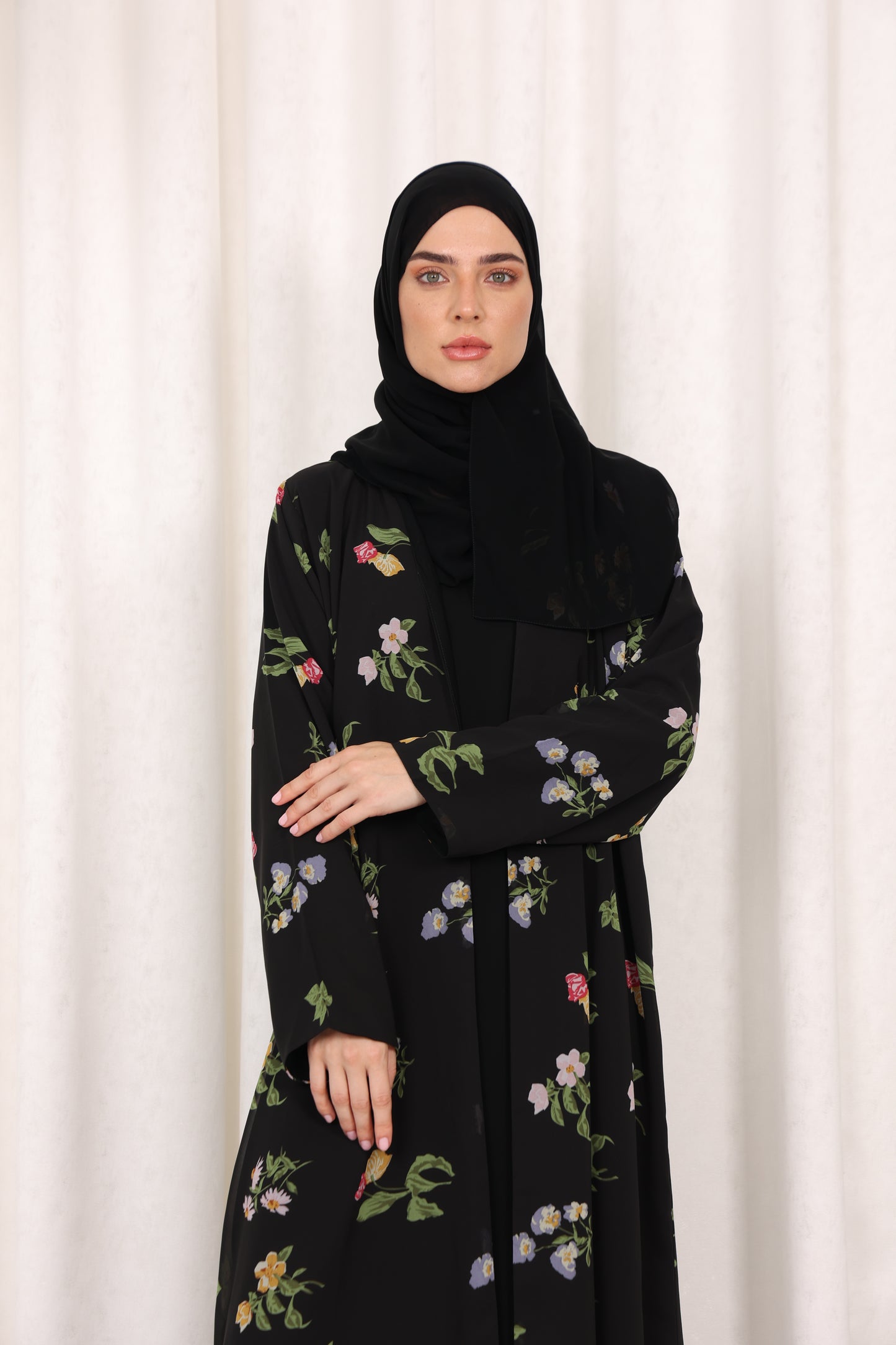 Black Floral Abaya