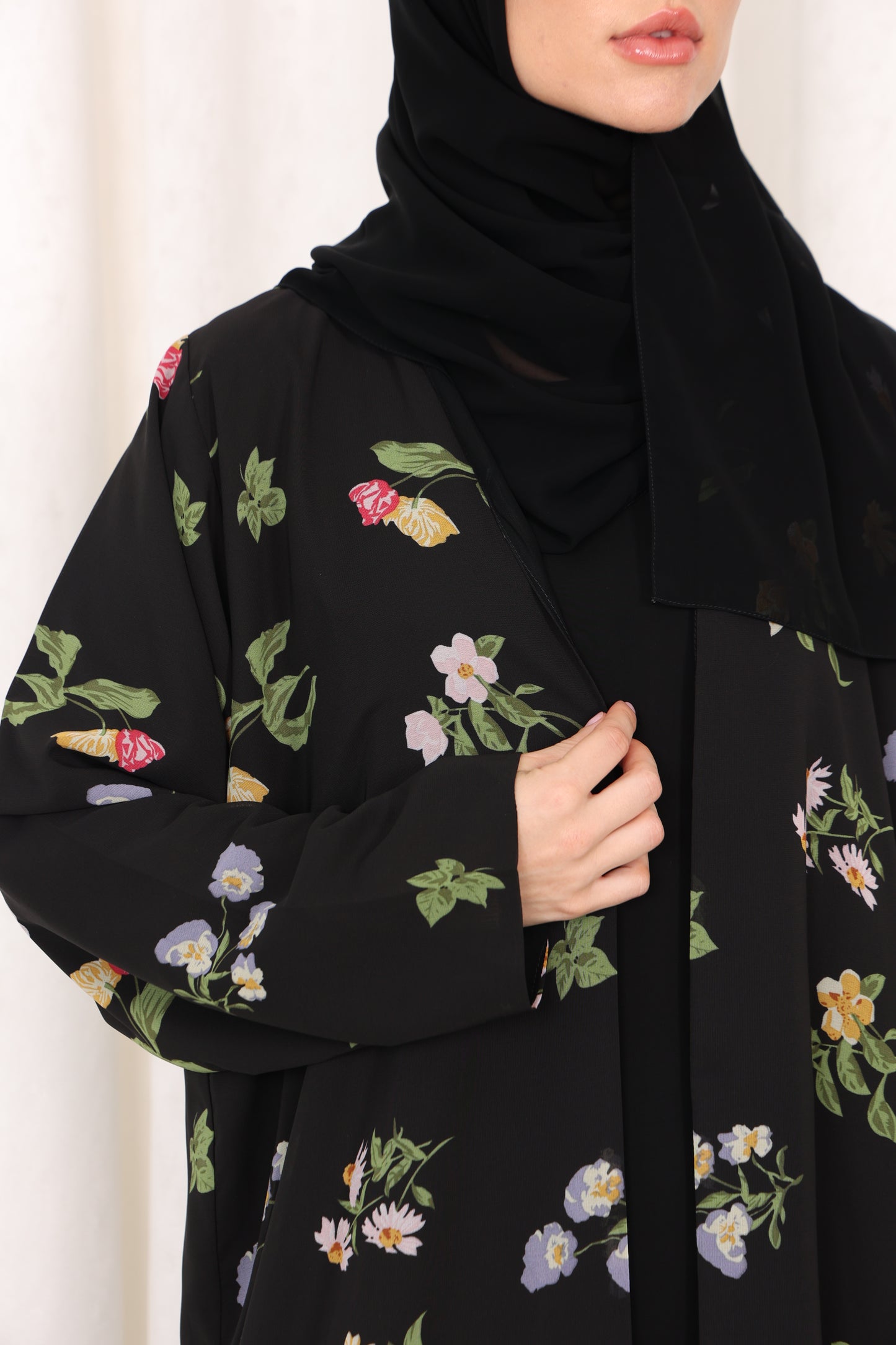 Black Floral Abaya