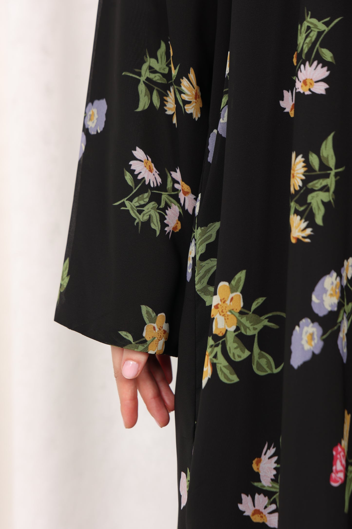 Black Floral Abaya