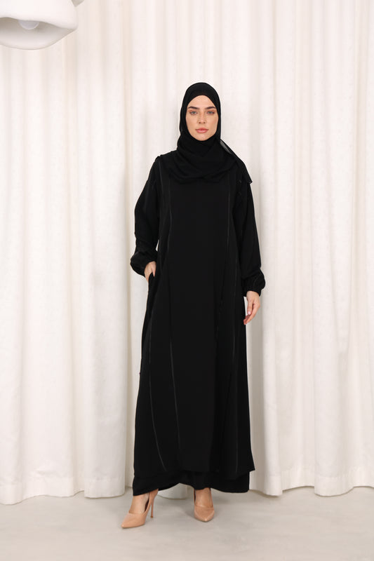 Black Abaya with Zipper Pocket