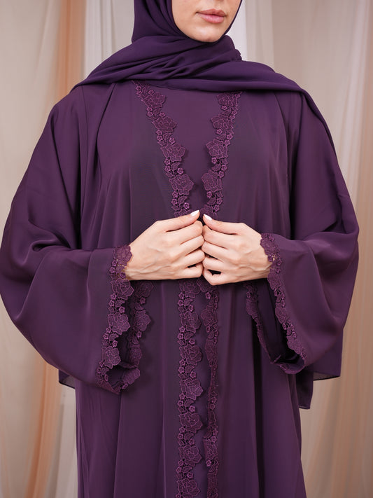 Purple Lace Abaya