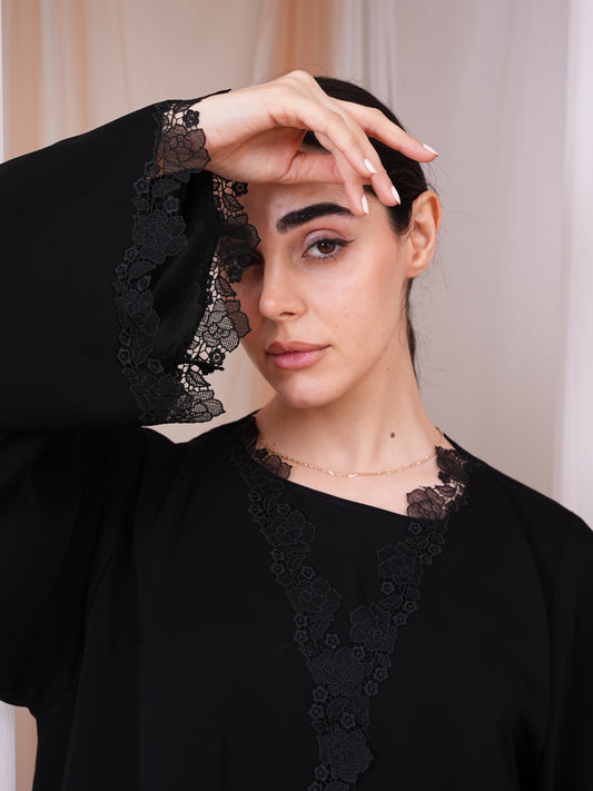 Black Lace Abaya